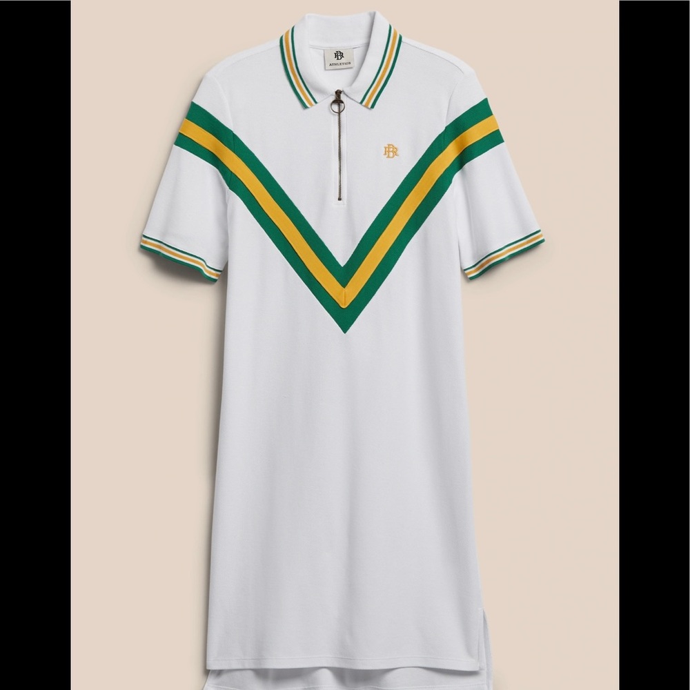 Brand New with Tags! Banana Republic Athletics Polo Dress White/Green/Gold Large